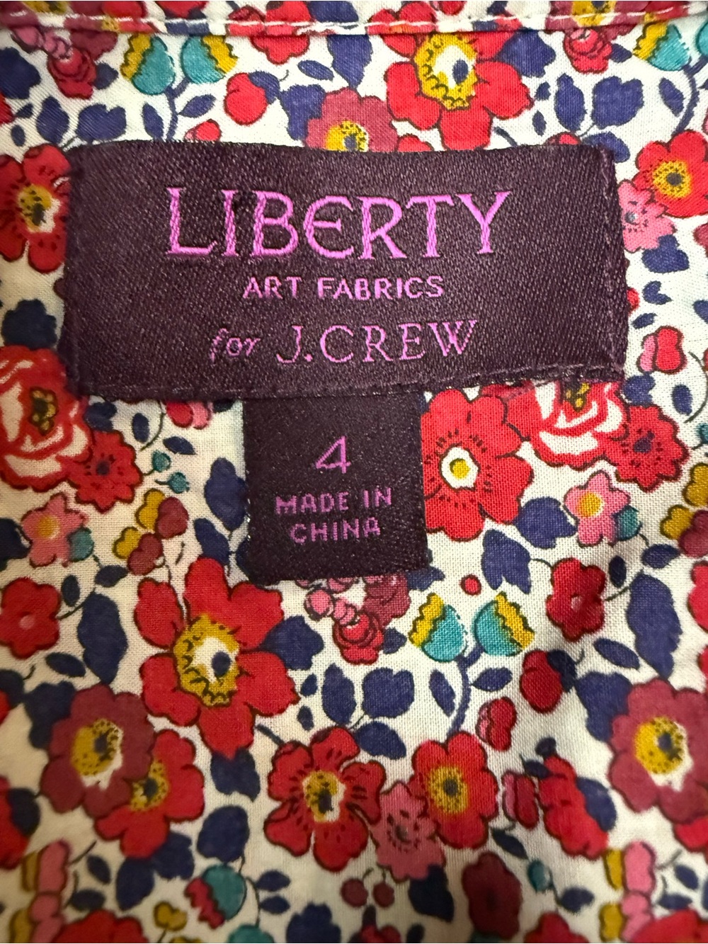 Liberty London x J. Crew Red Floral Button-Down Shirt  Black Piping Preppy - Picture 10 of 10